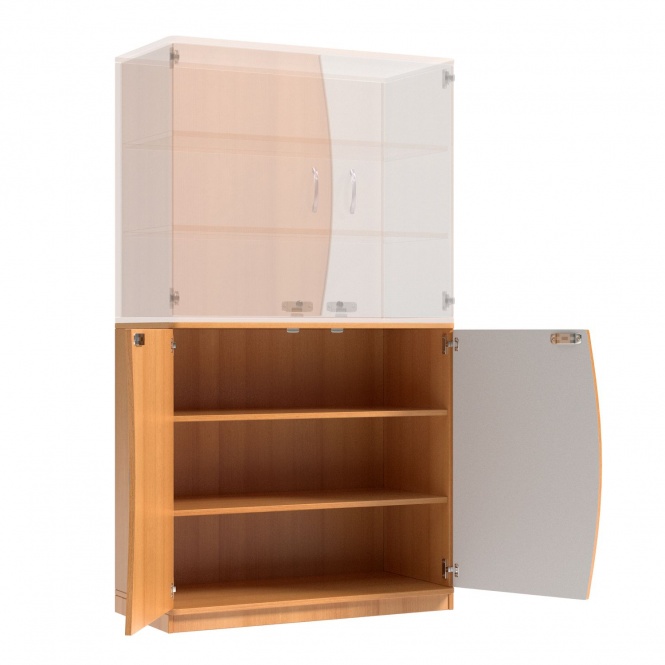 Wellentüren-Unterschrank, 99 cm hoch, 105x50 cm (B/T), Tür rechts grau,